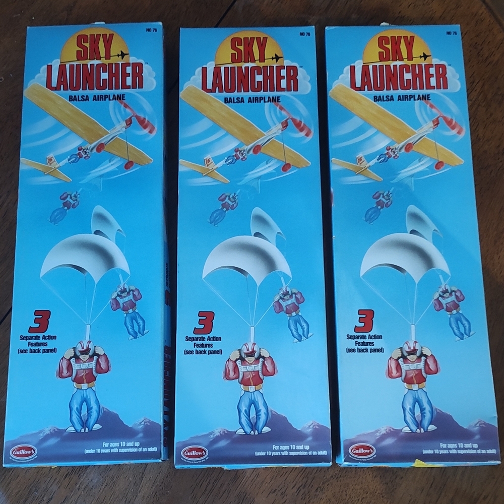 Sky Launcher Balsa Airplane Toy Set of 3